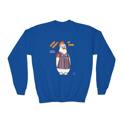 TuBz™ "Being Smart Iz Kool" Youth Crewneck Sweatshirt – Character Dress-Up Graphic Sweatshirt | Smile Universe TuBz4Kidz Collection