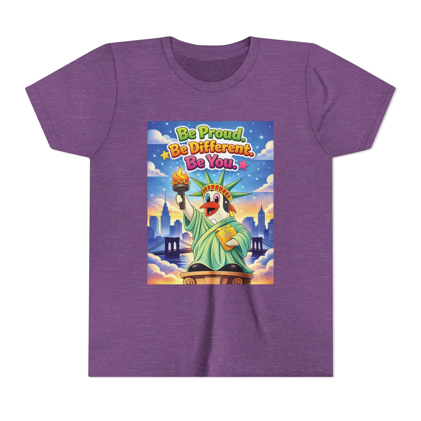 TuBz™M "Be Proud. Be Different. Be You." Kids T-Shirt - Inspirational Graphic Tee