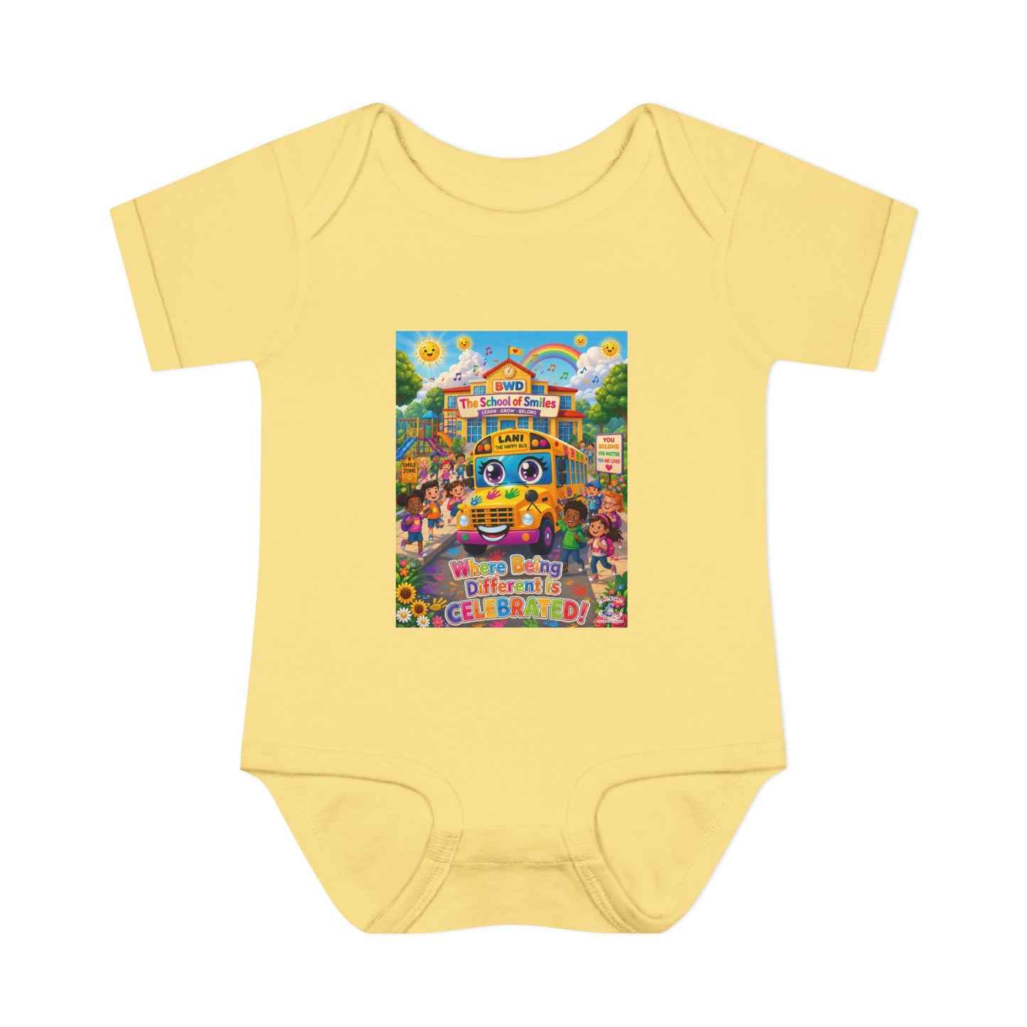Lani™ Infant Baby Rib Bodysuit – "Where Being Different is CELEBRATED!" Graphic
