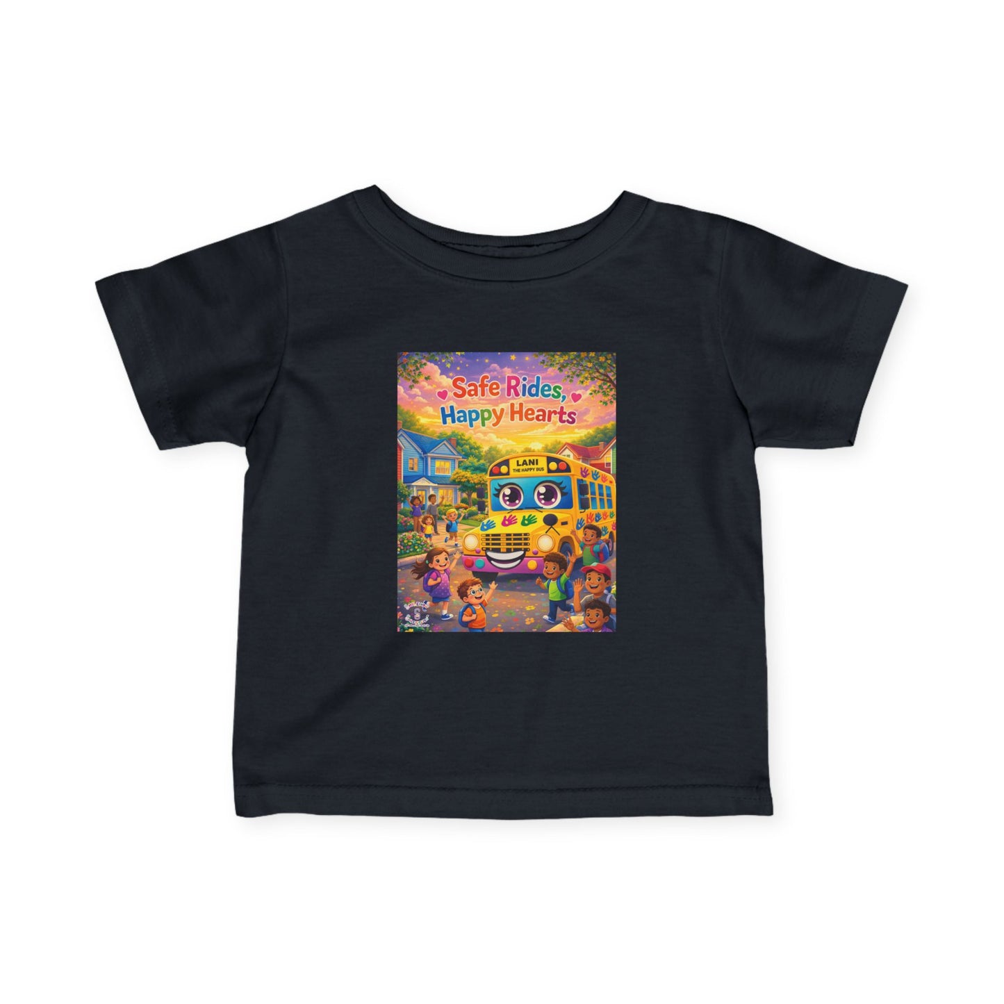 Lani™ Infant Fine Jersey Tee – "Safe Rides, Happy Hearts" Graphic