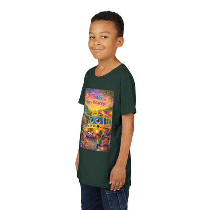 Lani™ Youth Short Sleeve Tee – "Safe Rides, Happy Hearts" Graphic