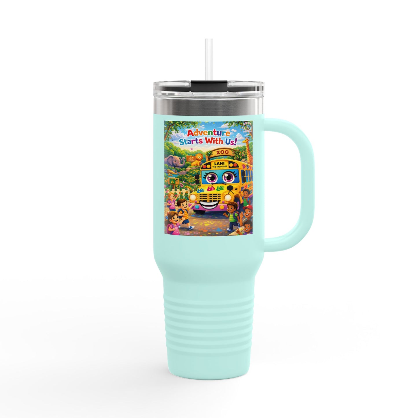 Lani™ 40oz Insulated Travel Mug – "Adventure Starts With Us!" Graphic