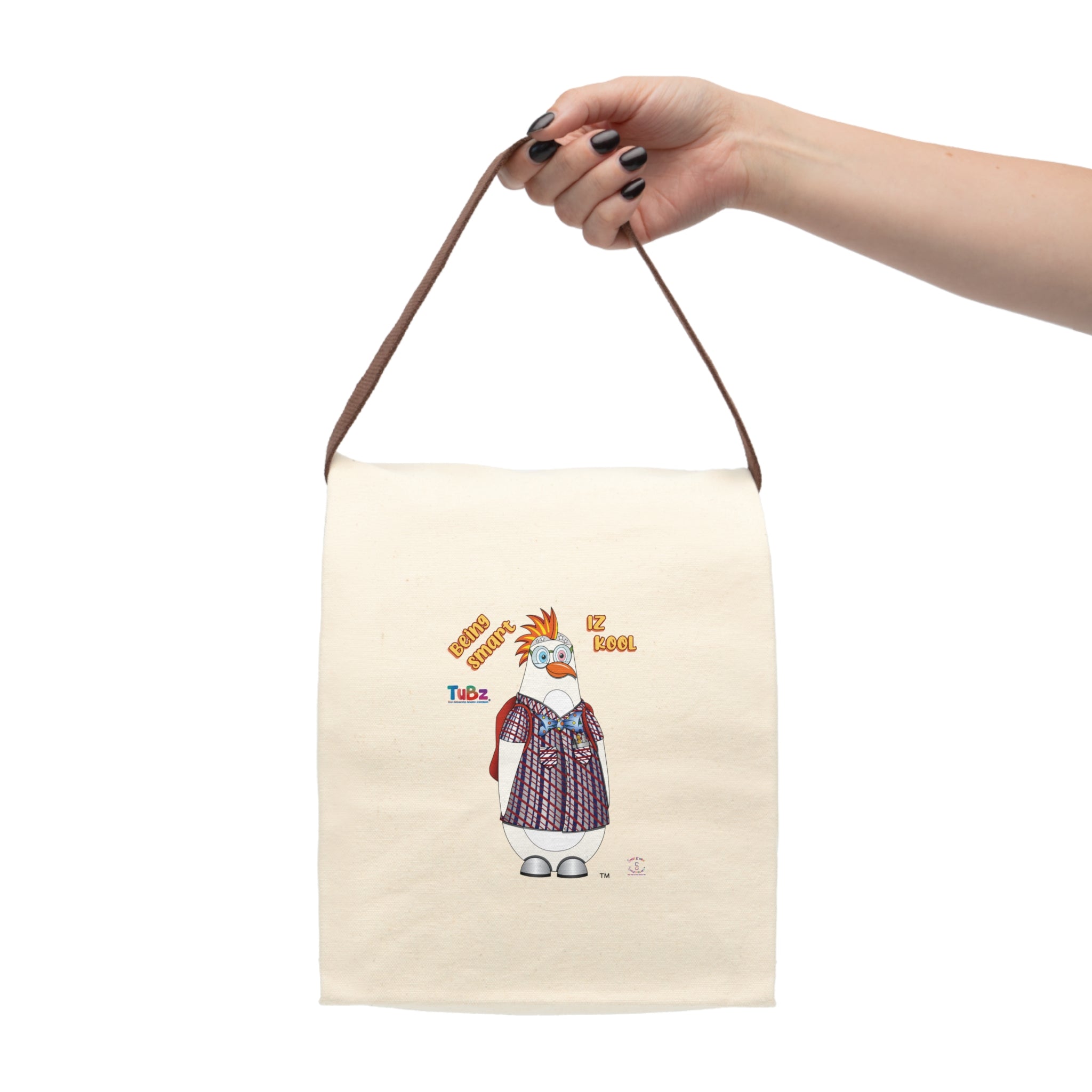 TuBz™ "Being Smart Iz Kool" Canvas Lunch Bag - Kids School Tote