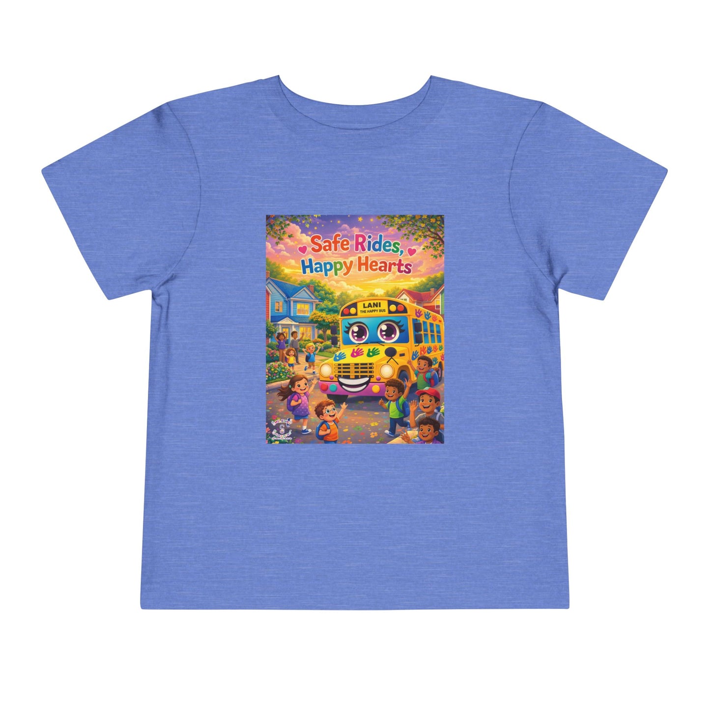 Lani™ Toddler Short Sleeve Tee – "Safe Rides, Happy Hearts" Graphic