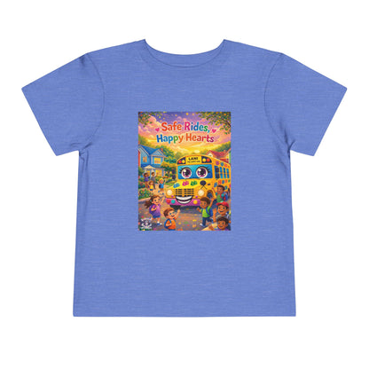 Lani™ Toddler Short Sleeve Tee – "Safe Rides, Happy Hearts" Graphic