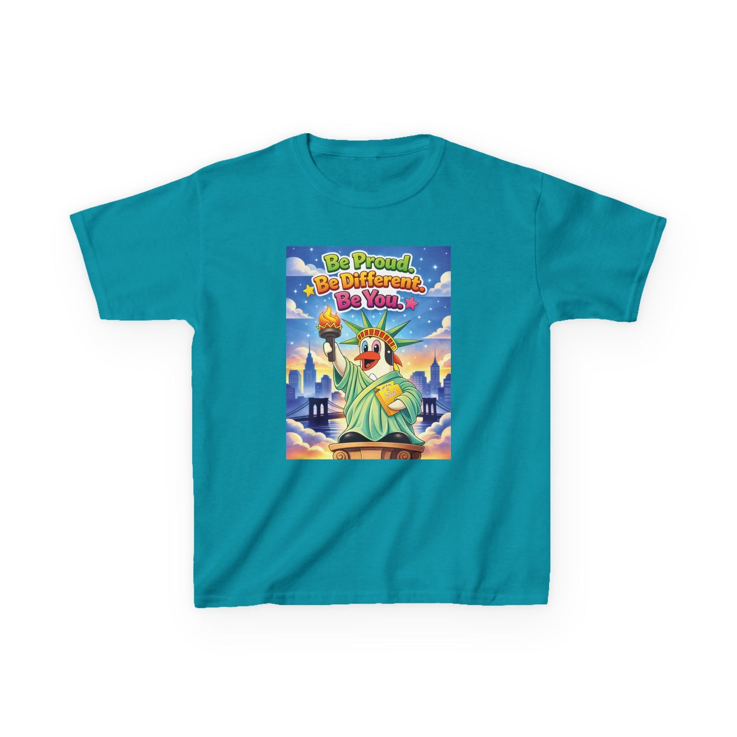 TuBz™M "Be Proud. Be Different. Be You." Kids T-Shirt - Inspirational Graphic Tee