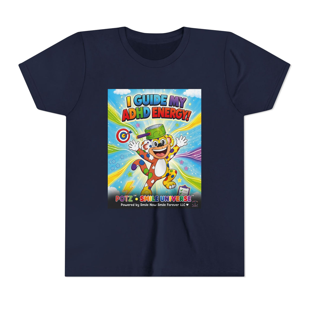 Potz™ Youth Short Sleeve Tee – "I Guide My ADHD Energy!" Graphic Tee | Smile Universe Collection