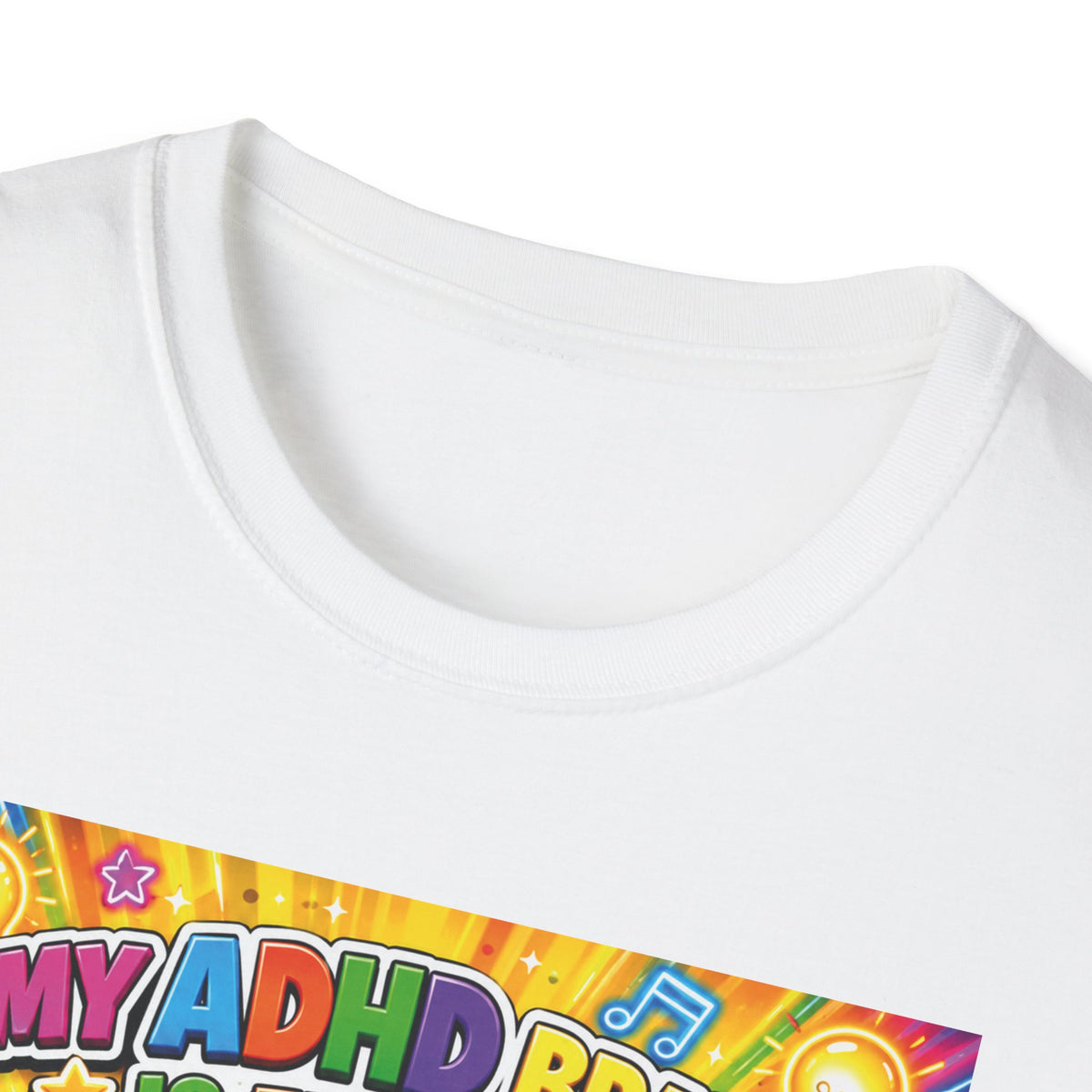 Potz™ Unisex Softstyle T-Shirt – "My ADHD Brain is Full of Brilliant Ideas!" Graphic Tee | Smile Universe Collection