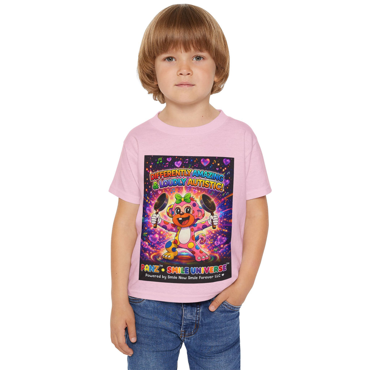 Panz™ Heavy Cotton™ Toddler T-Shirt – "Differently Amazing & Loudly Autistic!" Graphic | Smile Universe Collection