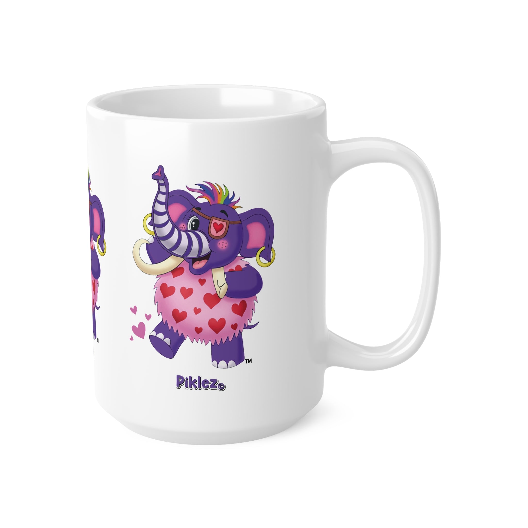 Piklez™ 11oz, 15oz Ceramic Coffee Cup – "Full of Love!" Graphic | Smile Universe Collection