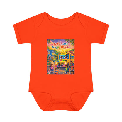 Lani™ Infant Baby Rib Bodysuit – "Safe Rides, Happy Hearts" Graphic