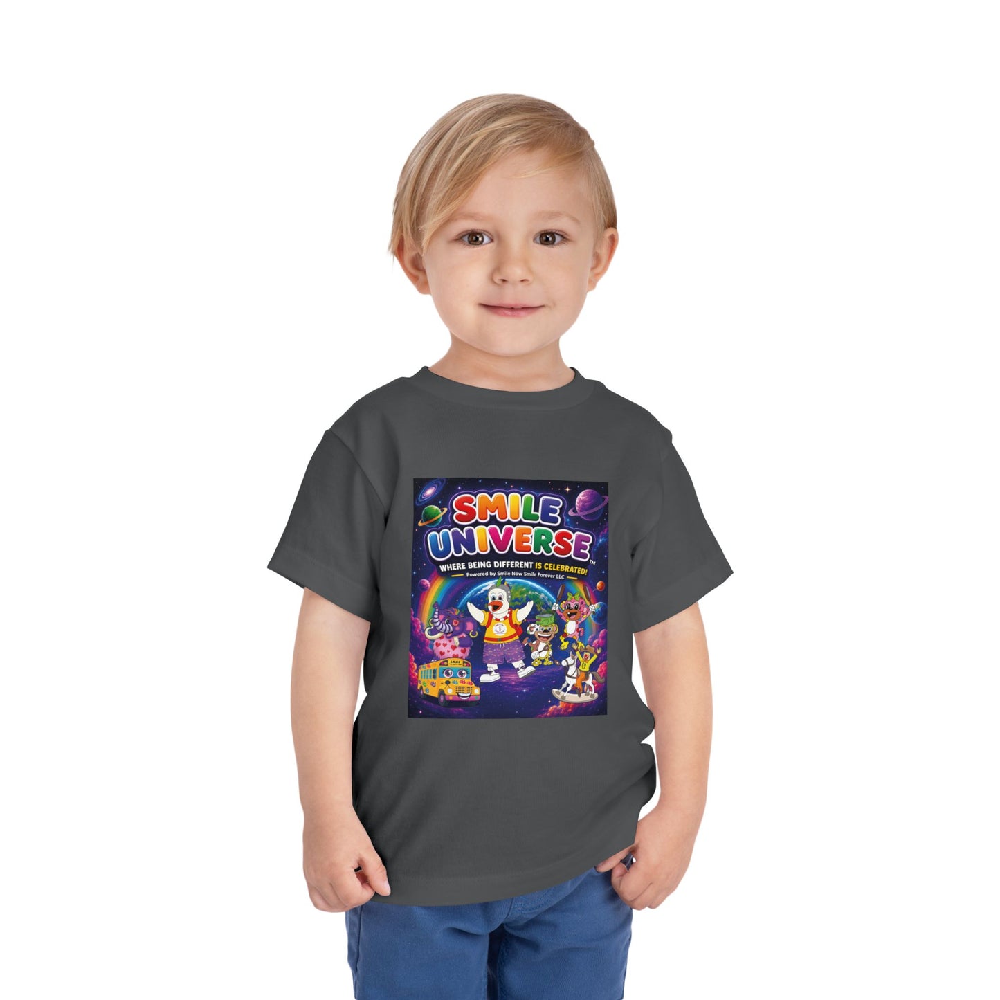 Smile Universe™ Toddler Short Sleeve Tee – "Where Being Different is CELEBRATED!" Graphic