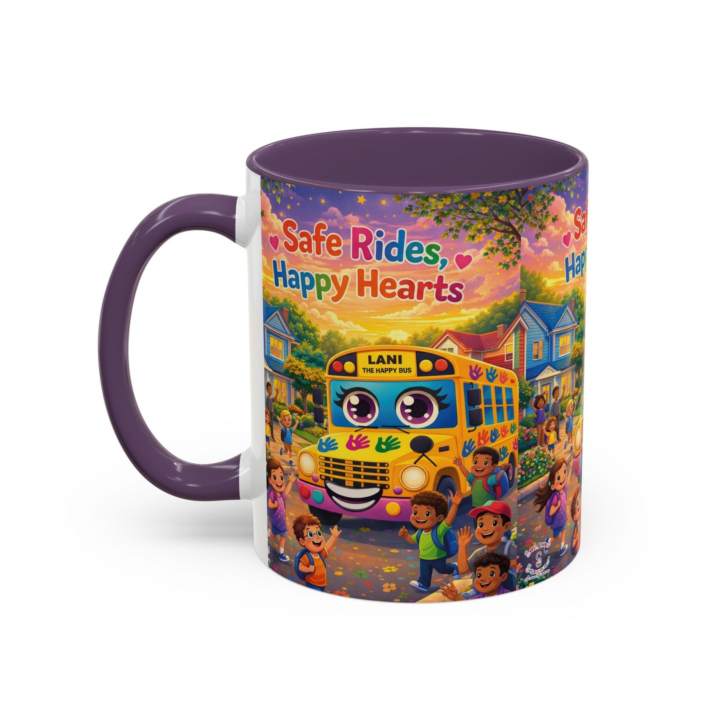 Lani™ Accent Coffee Mug (11oz & 15oz) – "Safe Rides, Happy Hearts" Graphic