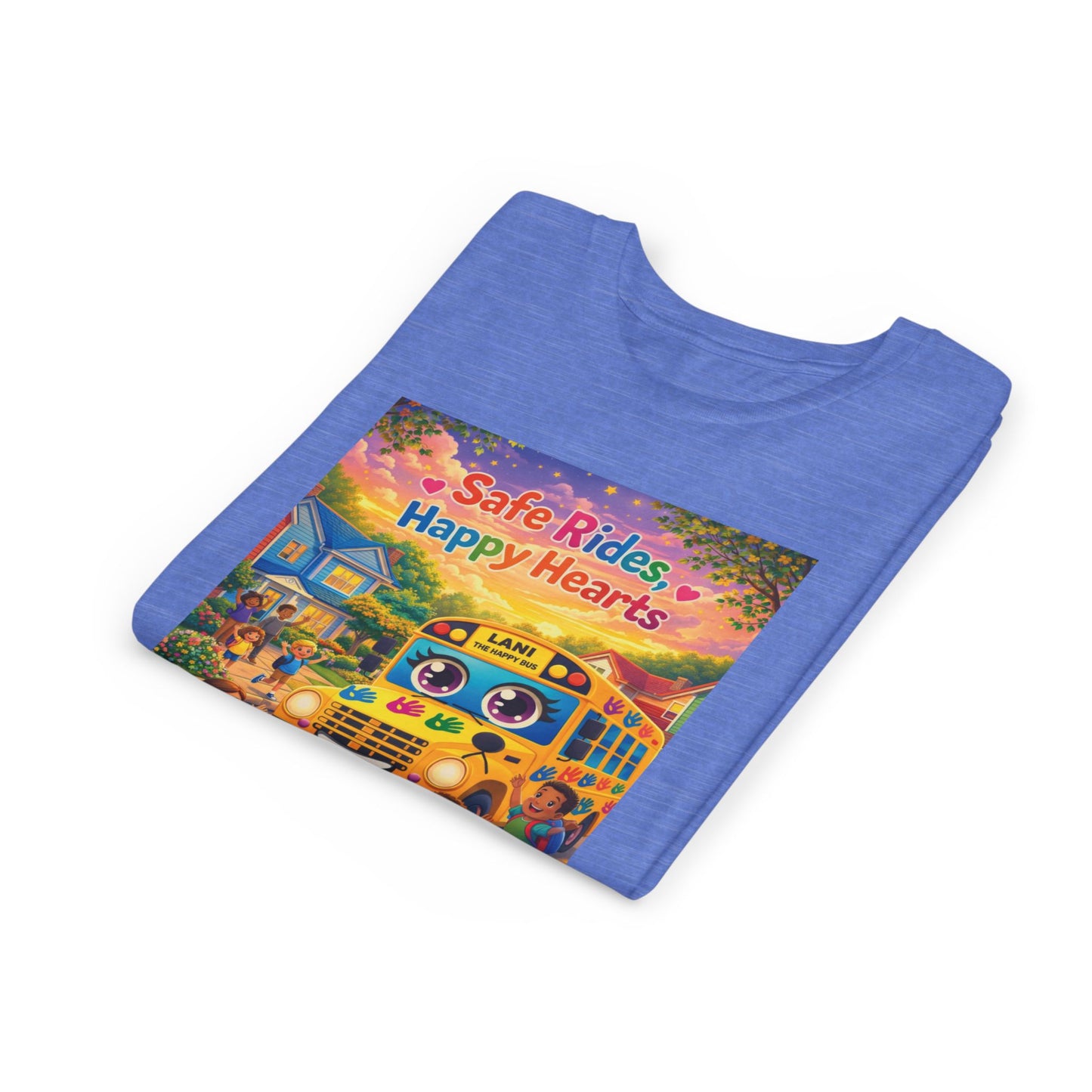 Lani™ Youth Short Sleeve Tee – "Safe Rides, Happy Hearts" Graphic