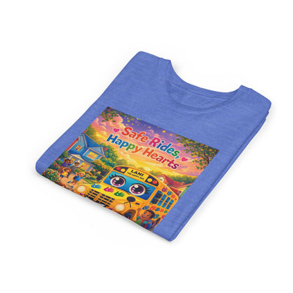 Lani™ Youth Short Sleeve Tee – "Safe Rides, Happy Hearts" Graphic