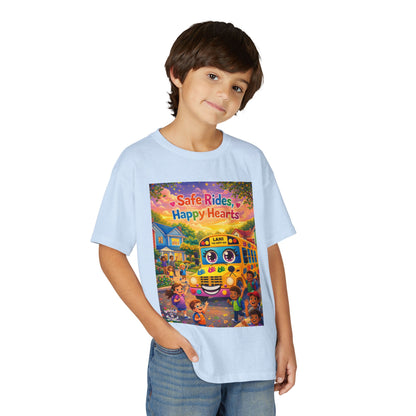 Lani™ Youth DryBlend® T-Shirt – "Safe Rides, Happy Hearts" Graphic