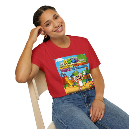 Potz™ Unisex Softstyle T-Shirt – "My ADHD Means Always Dreaming, Highly Determined" Graphic Tee | Smile Universe Collection