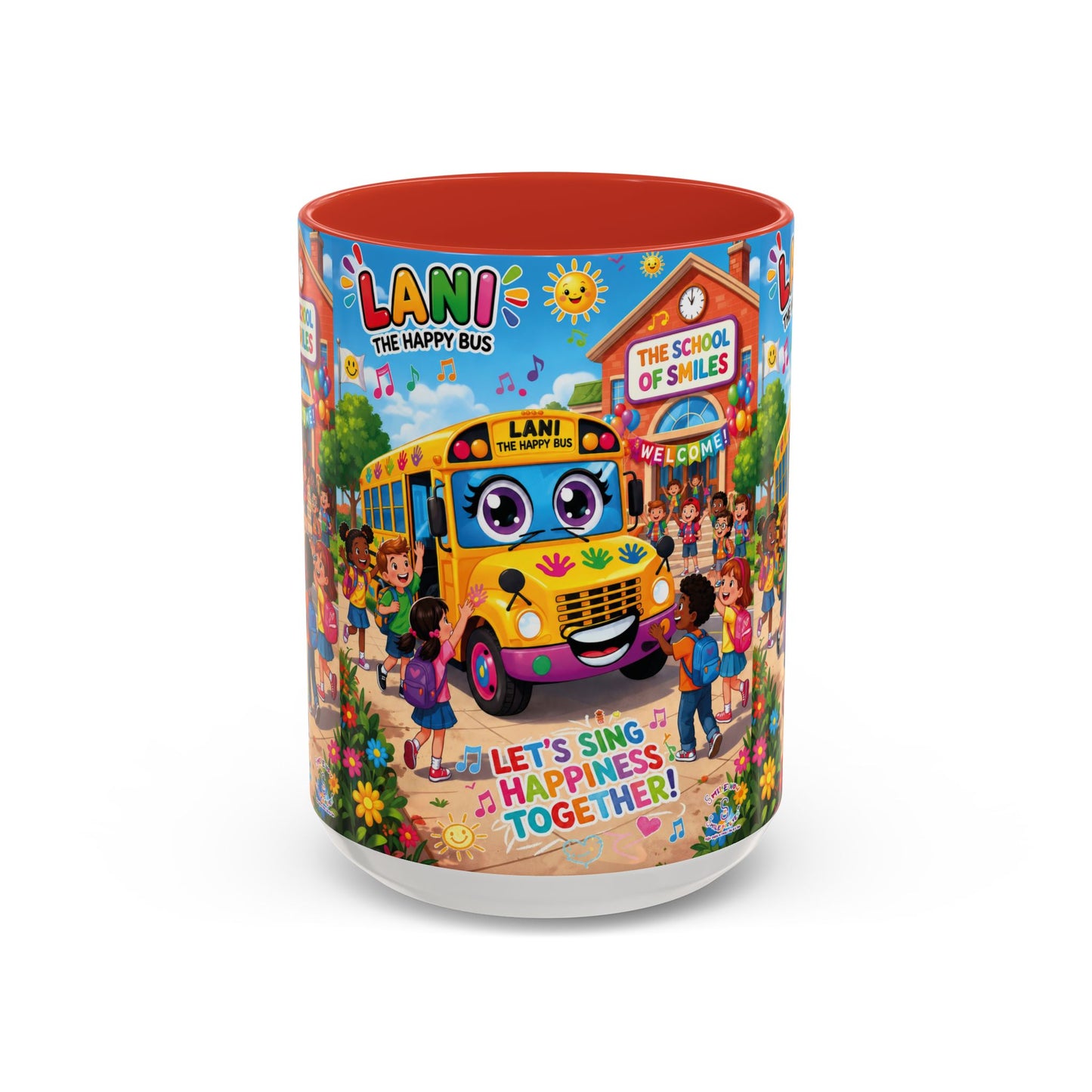 Lani™ Accent Coffee Mug (11oz & 15oz) – "Let's Sing Happiness Together!" Graphic
