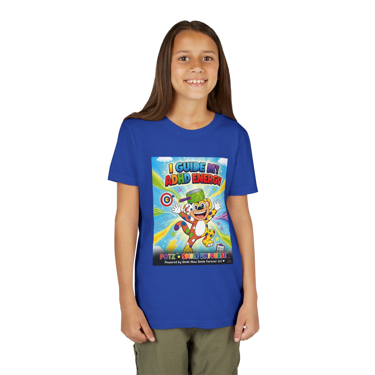 Potz™ Youth Short Sleeve Tee – "I Guide My ADHD Energy!" Graphic Tee | Smile Universe Collection