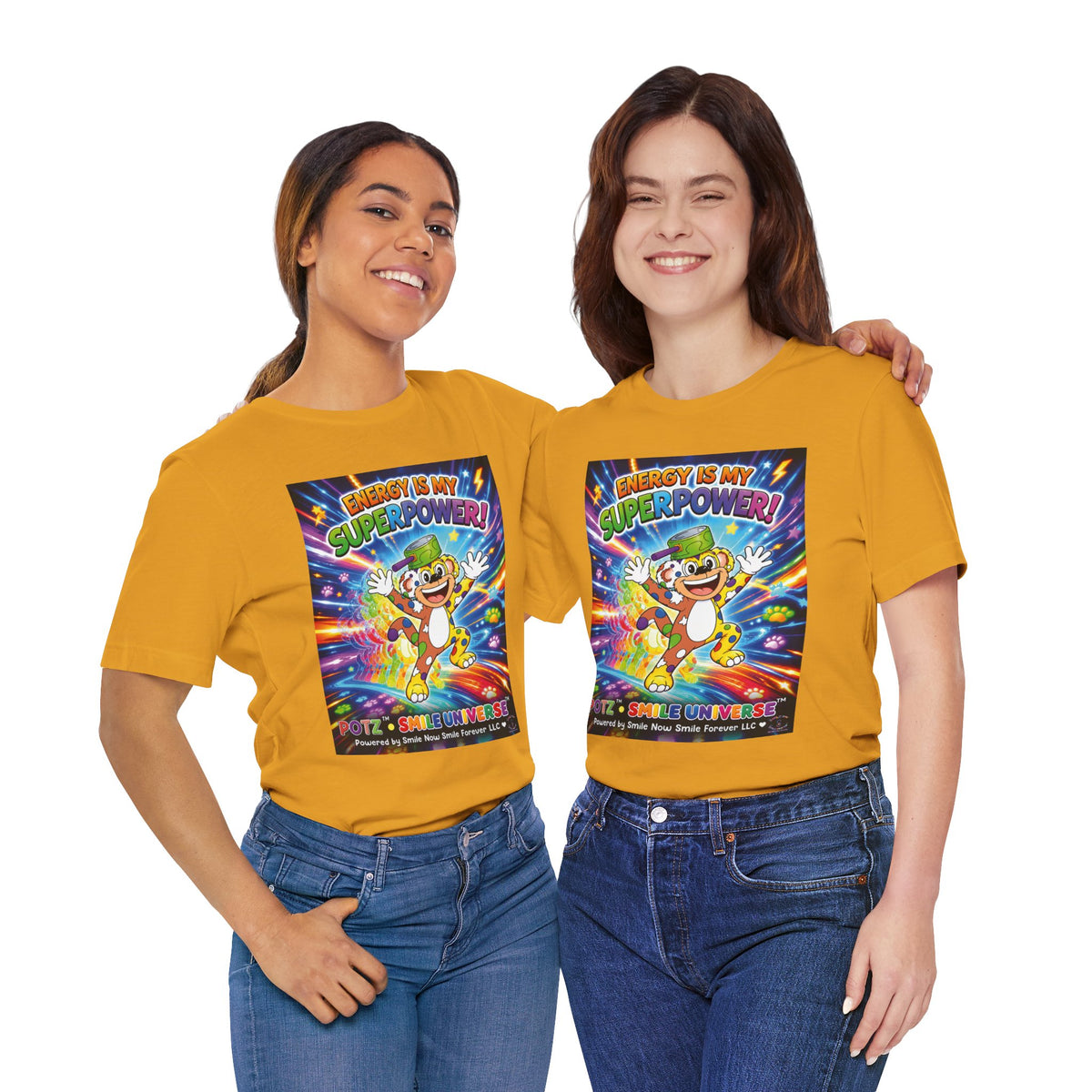 Potz™ Unisex Jersey Short Sleeve Tee – "Energy is My Superpower!" Graphic Tee | Smile Universe Collection