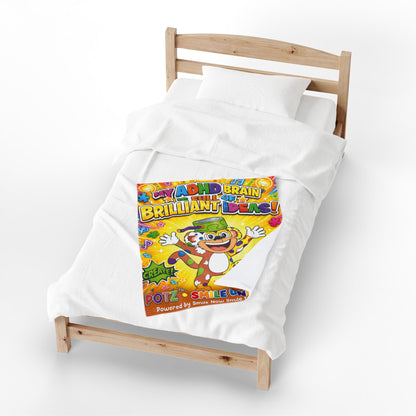 Potz™ Velveteen Plush Blanket – "My ADHD Brain is Full of Brilliant Ideas!" Graphic Throw | Smile Universe Collection