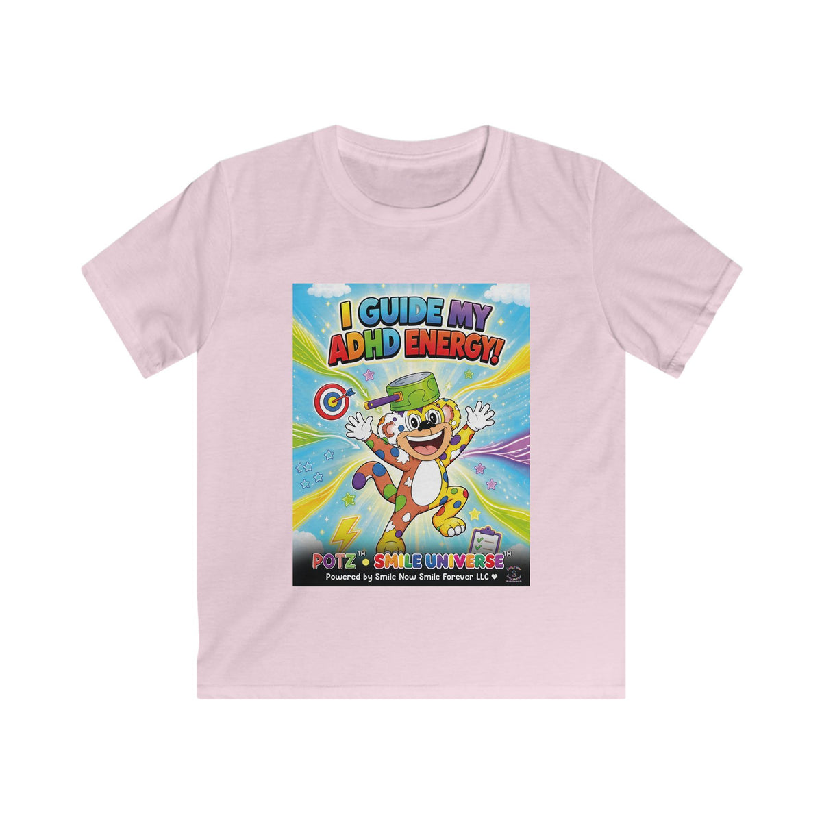Potz™ Kids Softstyle Tee – "I Guide My ADHD Energy!" Graphic Tee | Smile Universe Collection