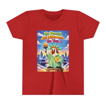 TuBz™M "Be Proud. Be Different. Be You." Kids T-Shirt - Inspirational Graphic Tee