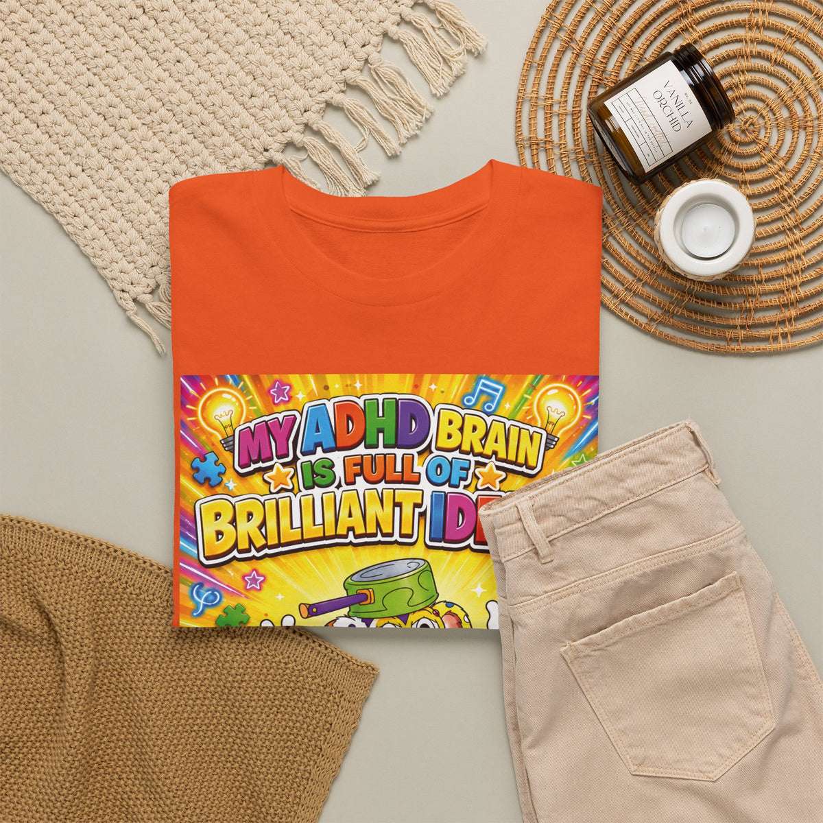 Potz™ Unisex Heavy Cotton™ Tee – "My ADHD Brain is Full of Brilliant Ideas!" Graphic Tee | Smile Universe Collection