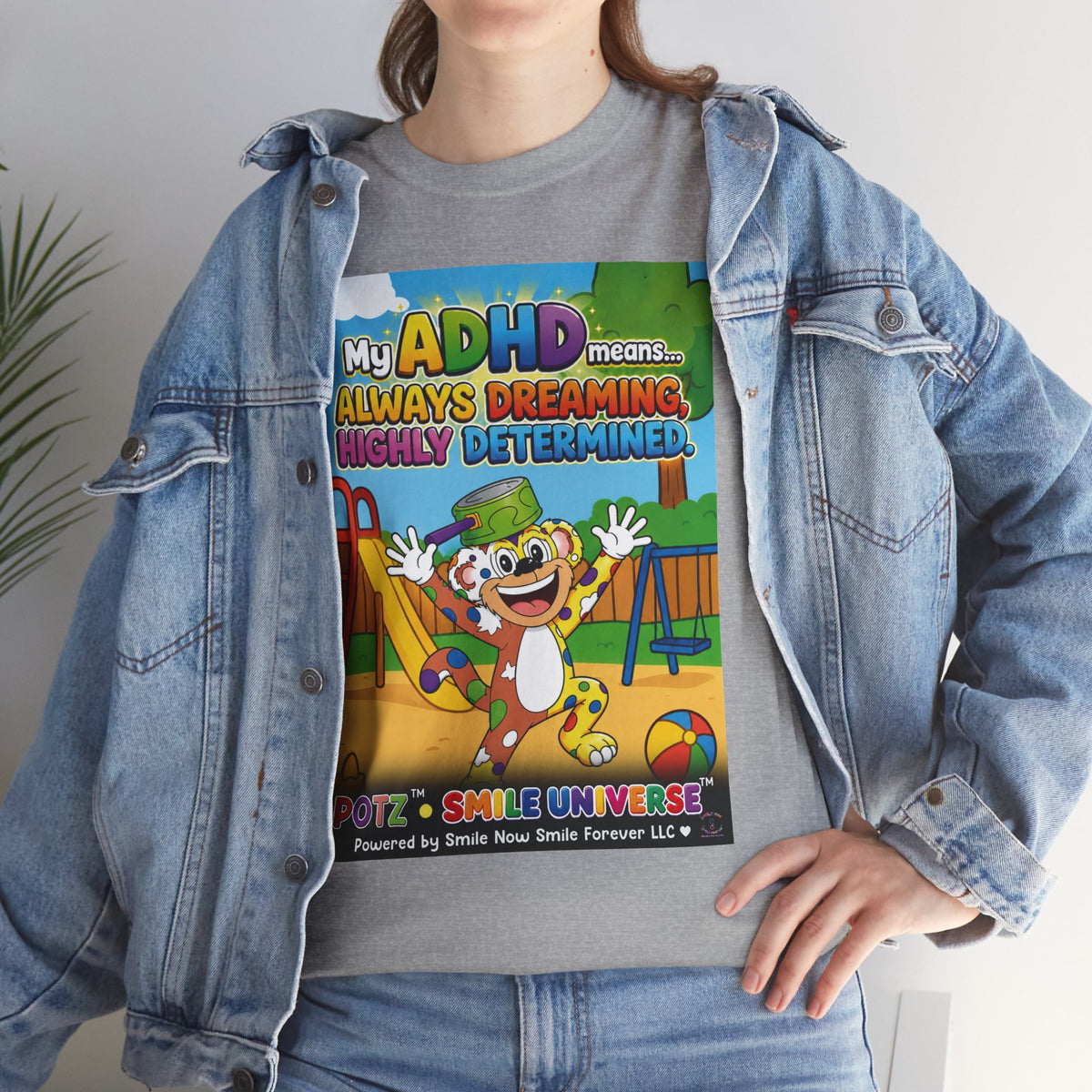 Potz™ Unisex Heavy Cotton™ Tee – "My ADHD Means Always Dreaming, Highly Determined" Graphic Tee | Smile Universe Collection