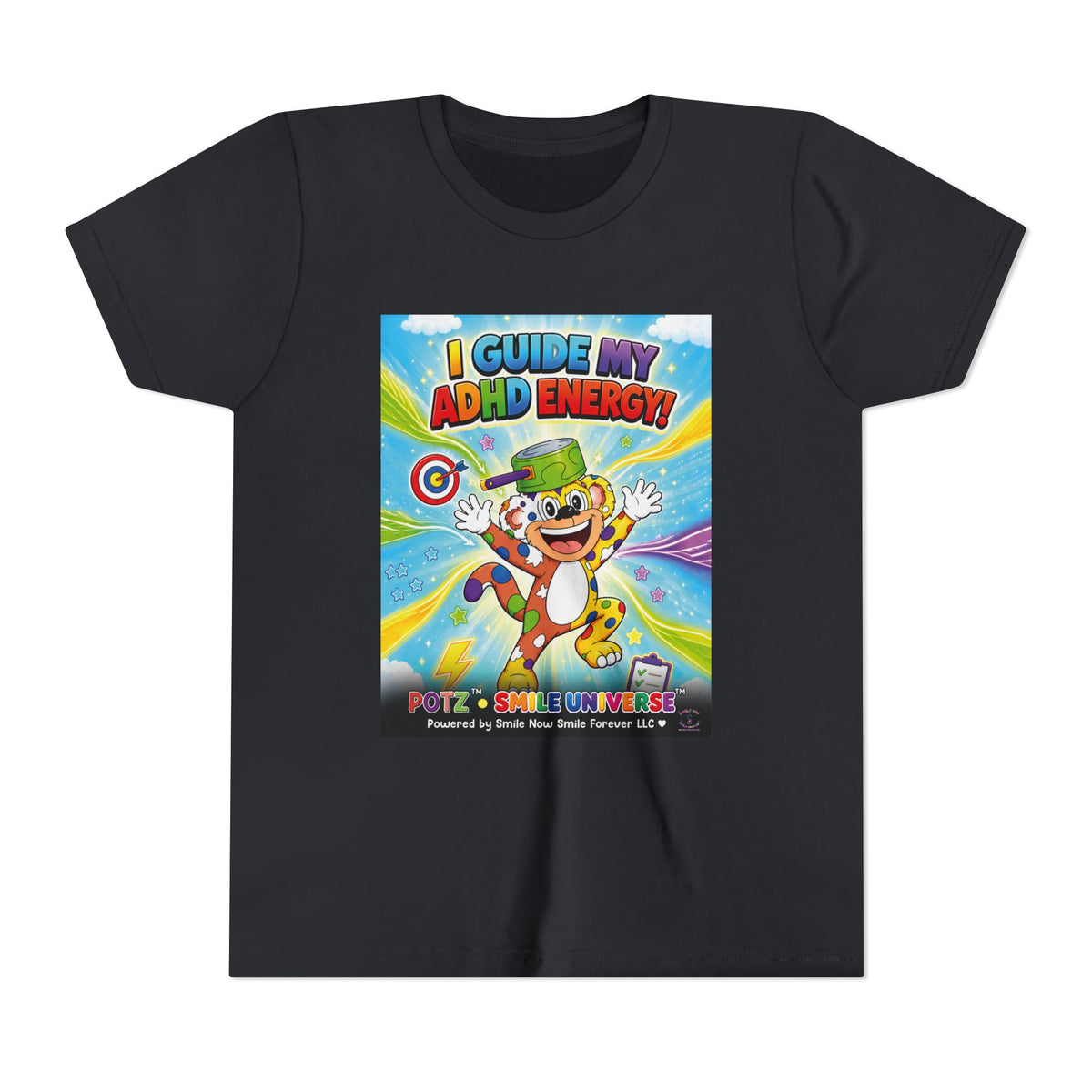 Potz™ Youth Short Sleeve Tee – "I Guide My ADHD Energy!" Graphic Tee | Smile Universe Collection