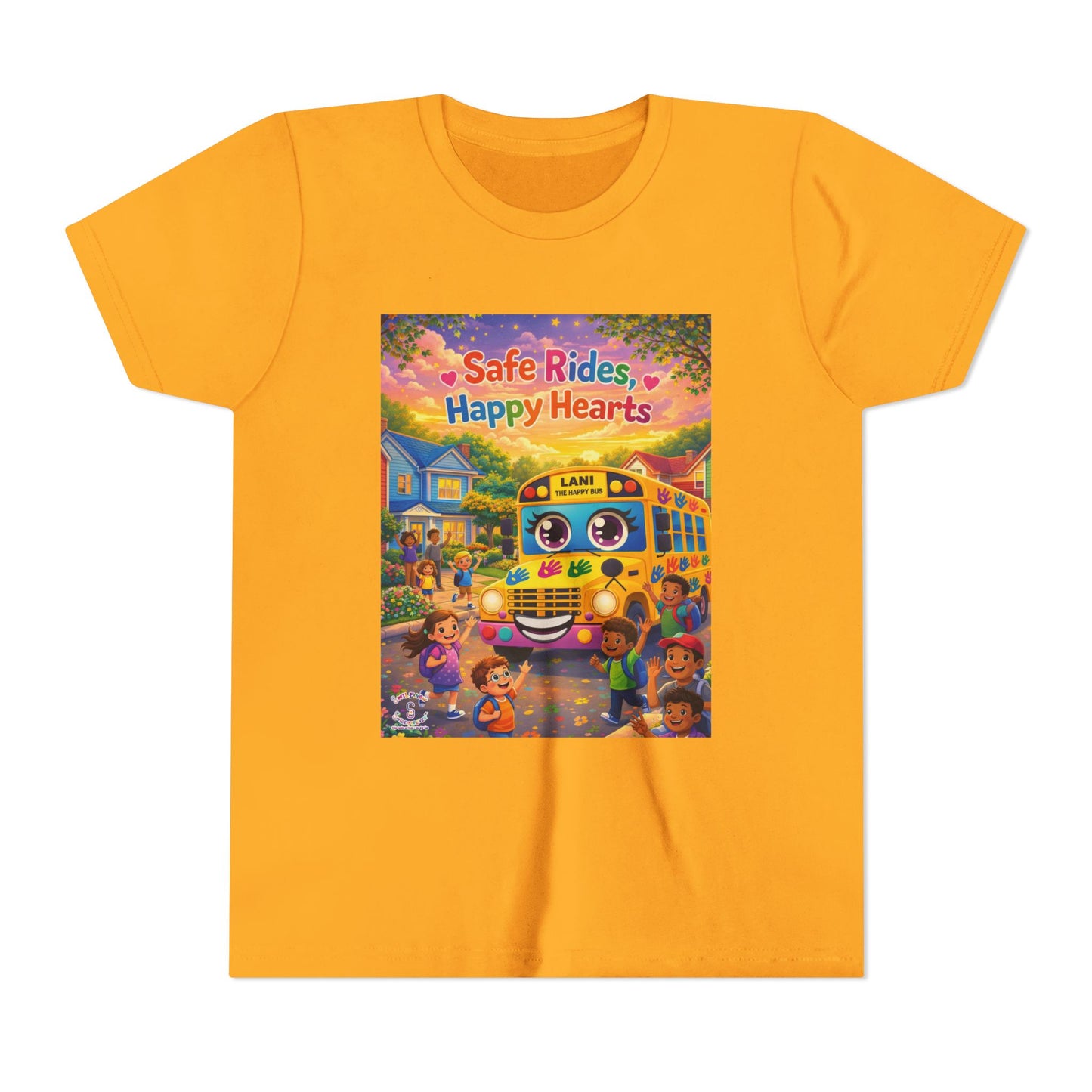 Lani™ Youth Short Sleeve Tee – "Safe Rides, Happy Hearts" Graphic