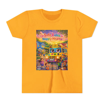Lani™ Youth Short Sleeve Tee – "Safe Rides, Happy Hearts" Graphic