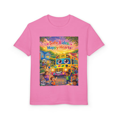 Lani™ Youth DryBlend® T-Shirt – "Safe Rides, Happy Hearts" Graphic
