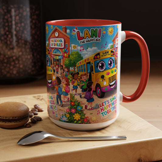 Lani™ Accent Coffee Mug (11oz & 15oz) – "Let's Sing Happiness Together!" Graphic