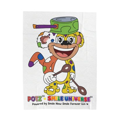Potz™ Velveteen Plush Blanket – Playful Graphic Throw | Smile Universe Collection