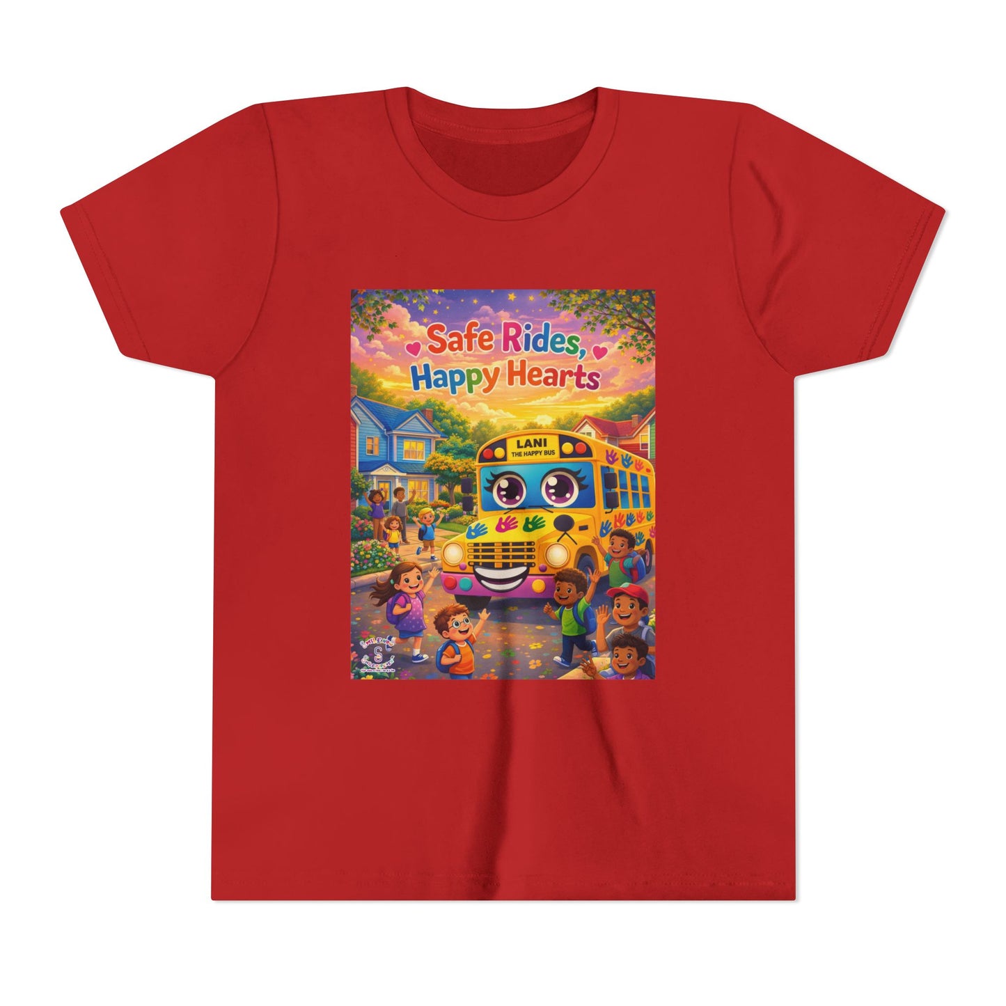 Lani™ Youth Short Sleeve Tee – "Safe Rides, Happy Hearts" Graphic
