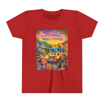 Lani™ Youth Short Sleeve Tee – "Safe Rides, Happy Hearts" Graphic