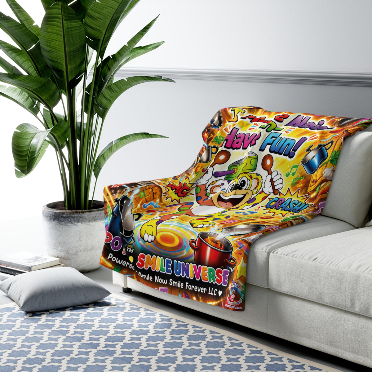 Potz™ Sherpa Fleece Blanket – "I Make Noise -n- Have Fun!" Graphic Throw | Smile Universe Collection