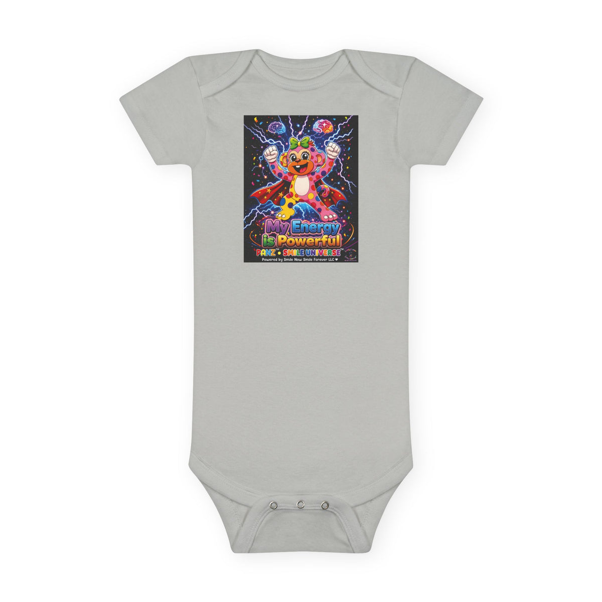 Panz™ Baby Short Sleeve Onesie® – "My Energy is Powerful" Graphic Bodysuit | Smile Universe Collection