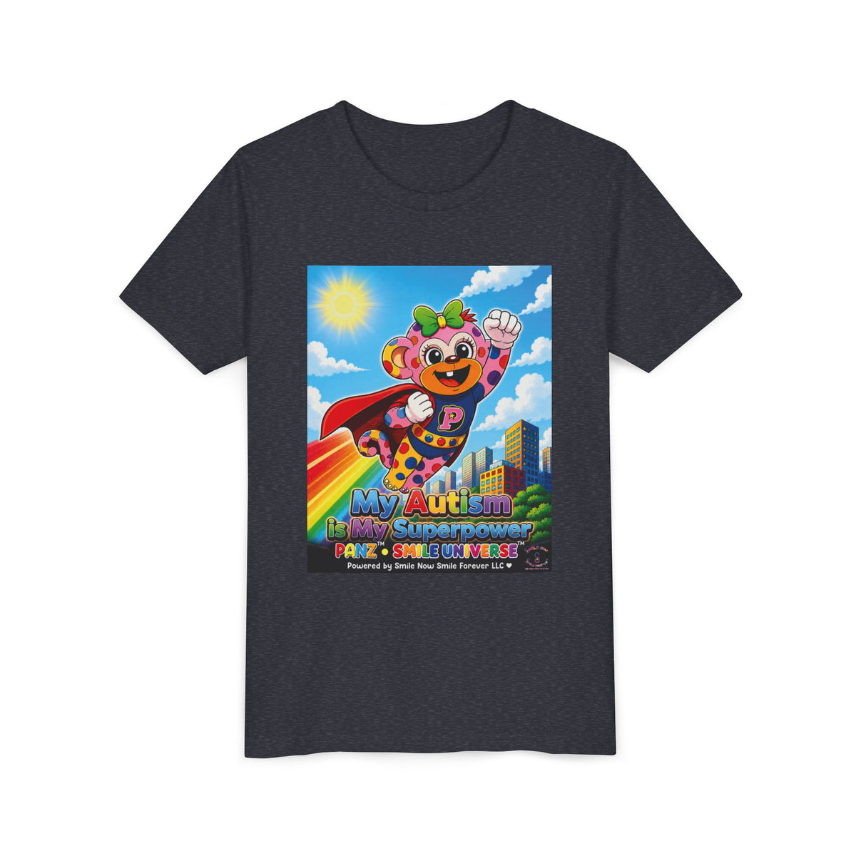 Panz™ Youth Short Sleeve Tee – "My Autism is My Superpower" Graphic | Smile Universe Collection