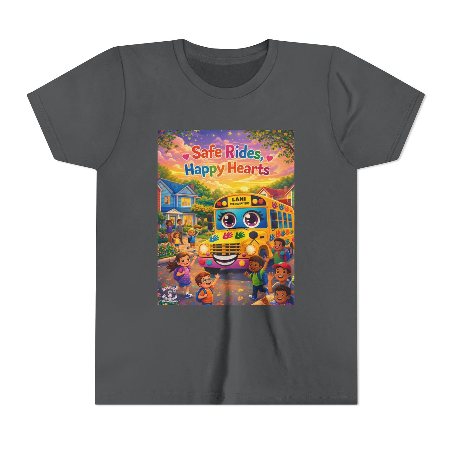 Lani™ Youth Short Sleeve Tee – "Safe Rides, Happy Hearts" Graphic