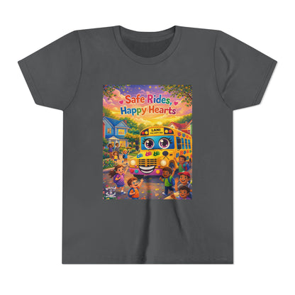 Lani™ Youth Short Sleeve Tee – "Safe Rides, Happy Hearts" Graphic