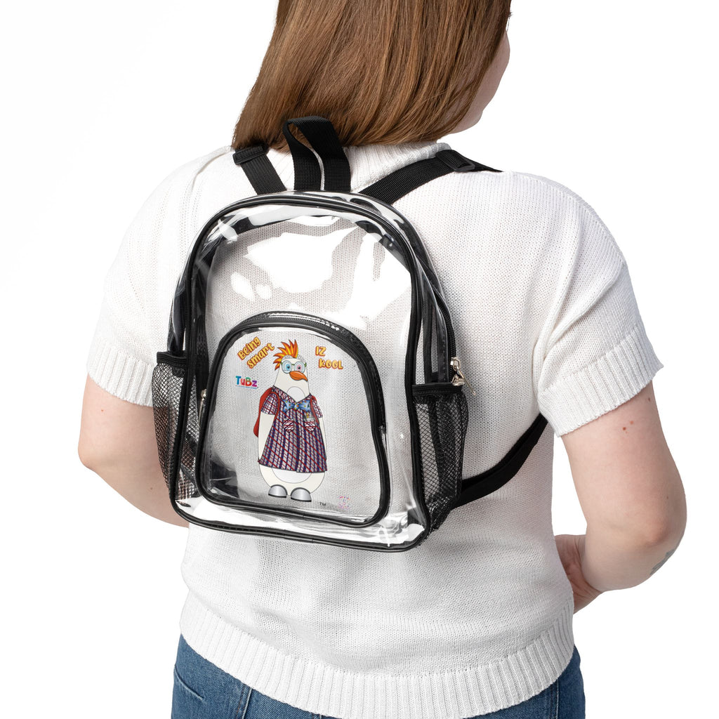 TuBz™ "Being Smart Iz Kool" Kids Clear Backpack - School & Stadium Bag