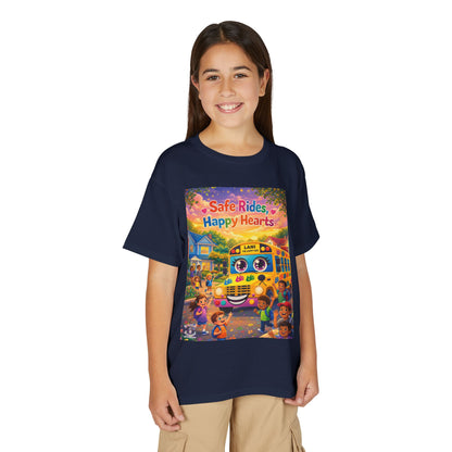 Lani™ Youth DryBlend® T-Shirt – "Safe Rides, Happy Hearts" Graphic