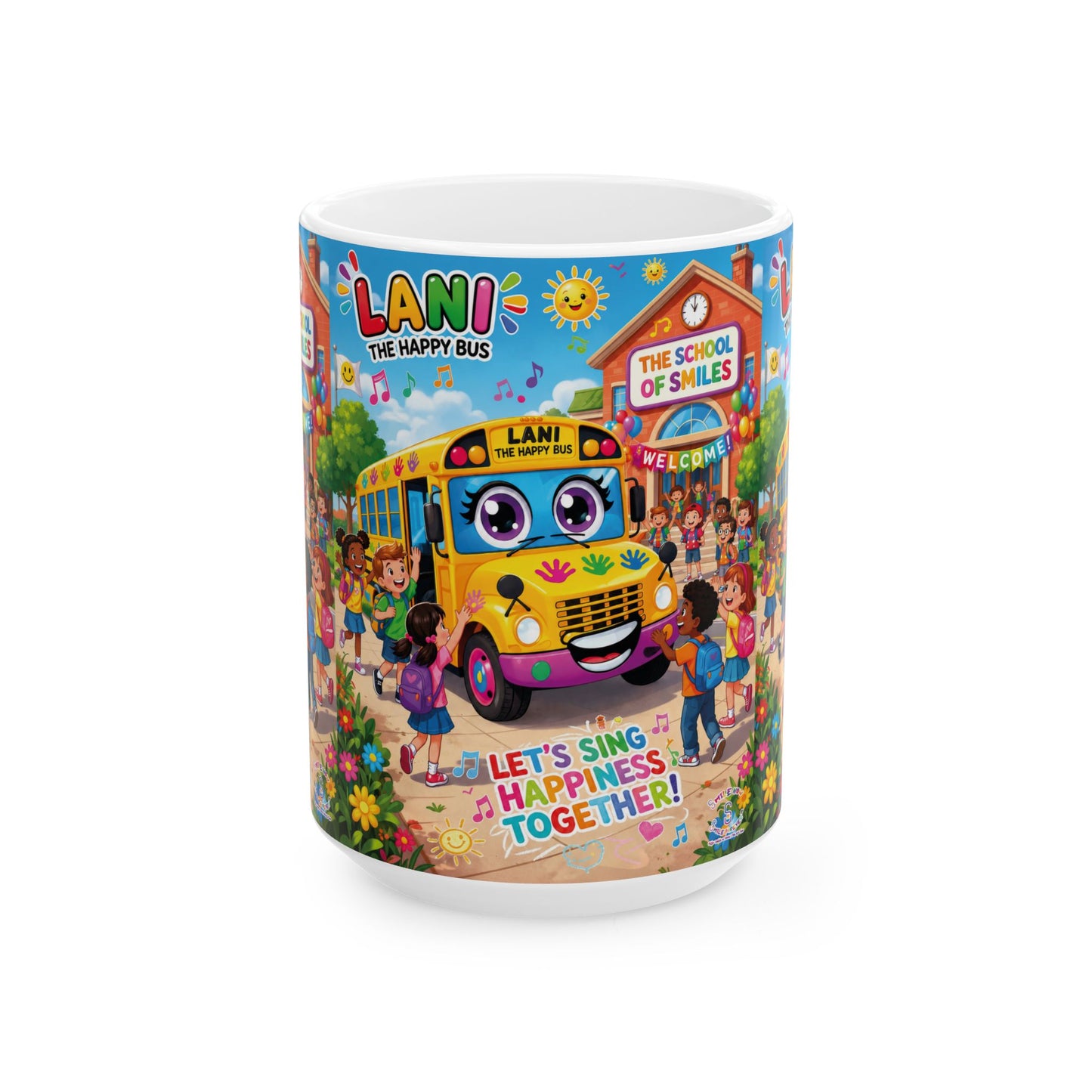 Lani™ Ceramic Mug (11oz & 15oz) – "Let's Sing Happiness Together!" Graphic
