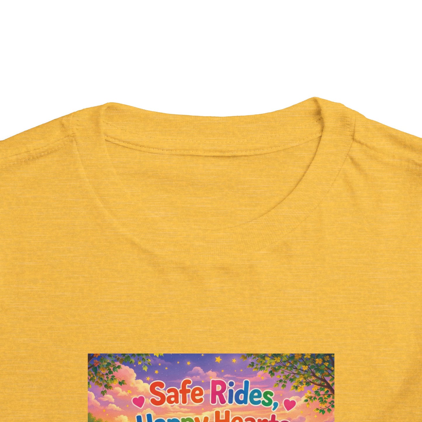Lani™ Toddler Short Sleeve Tee – "Safe Rides, Happy Hearts" Graphic