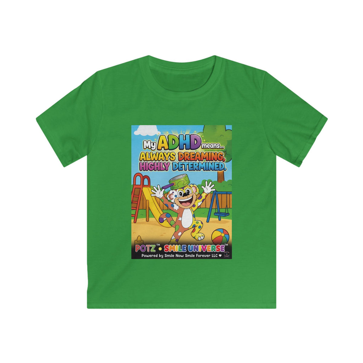 Potz™ Kids Softstyle Tee – "My ADHD Means Always Dreaming, Highly Determined" Graphic Tee | Smile Universe Collection
