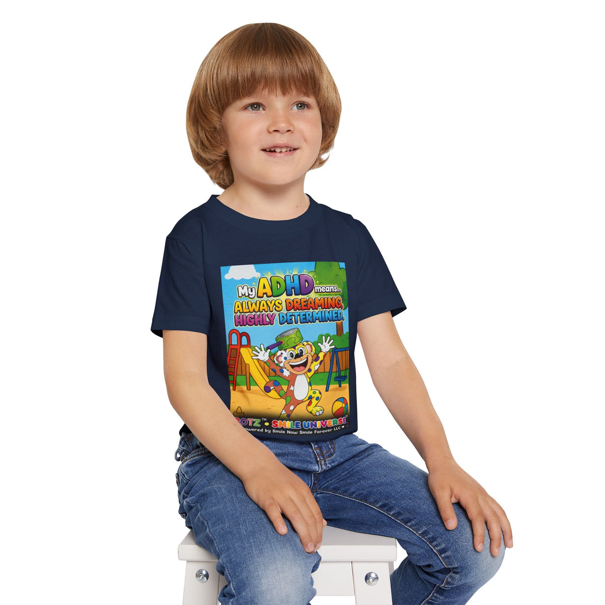 Potz™ Heavy Cotton™ Toddler T-Shirt – "My ADHD Means Always Dreaming, Highly Determined" Graphic Tee | Smile Universe Collection