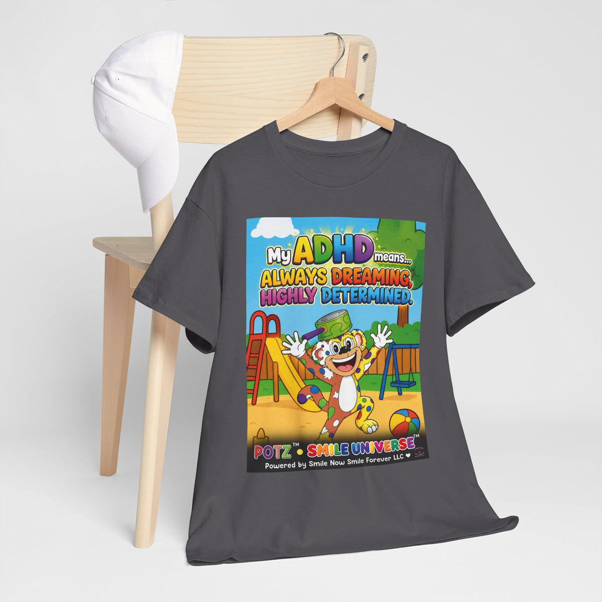 Potz™ Unisex Heavy Cotton™ Tee – "My ADHD Means Always Dreaming, Highly Determined" Graphic Tee | Smile Universe Collection