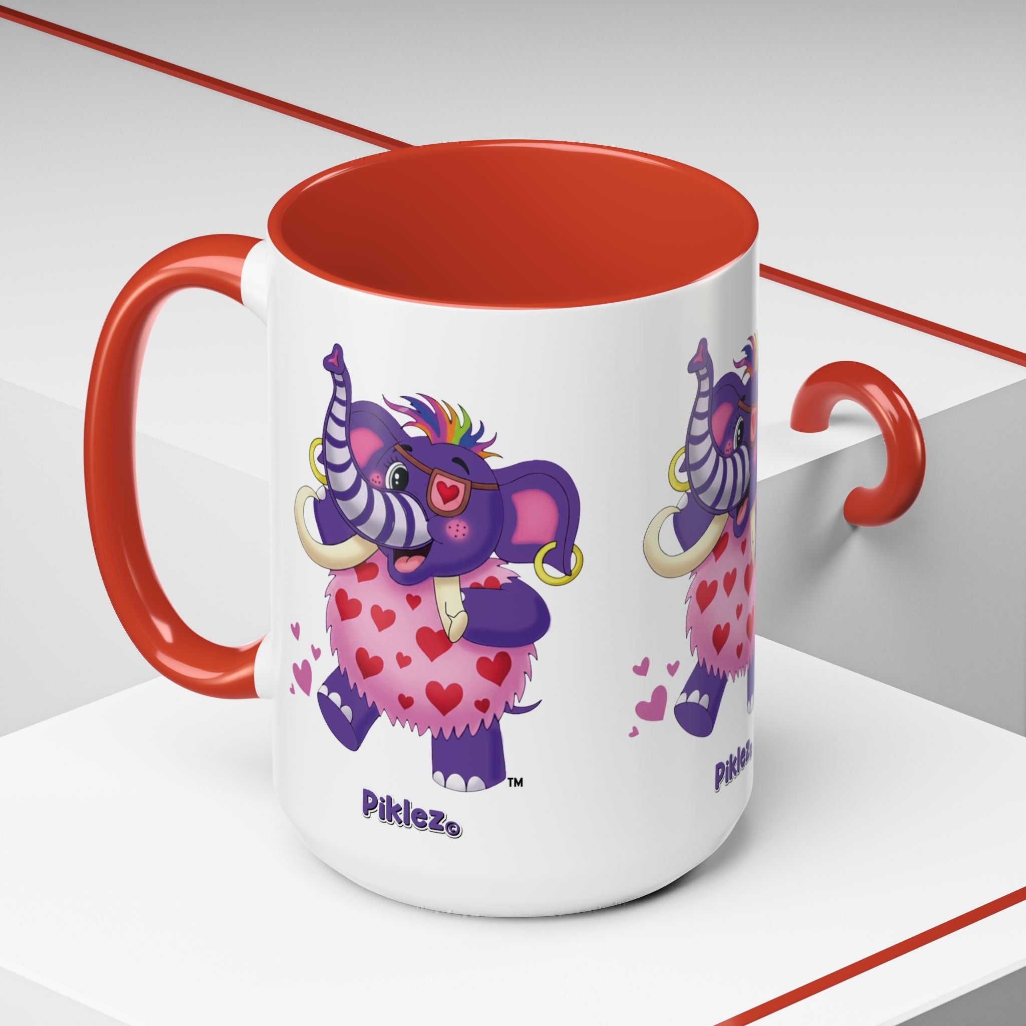 Piklez™ Accent Coffee Mug (11oz & 15oz) – "Full of Love!" Graphic | Smile Universe Collection